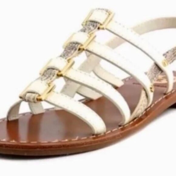 Brand New Tory Burch 8 Reggie flat ivory-102 gladiator snakeskin sandal 12148407 - Picture 4 of 4